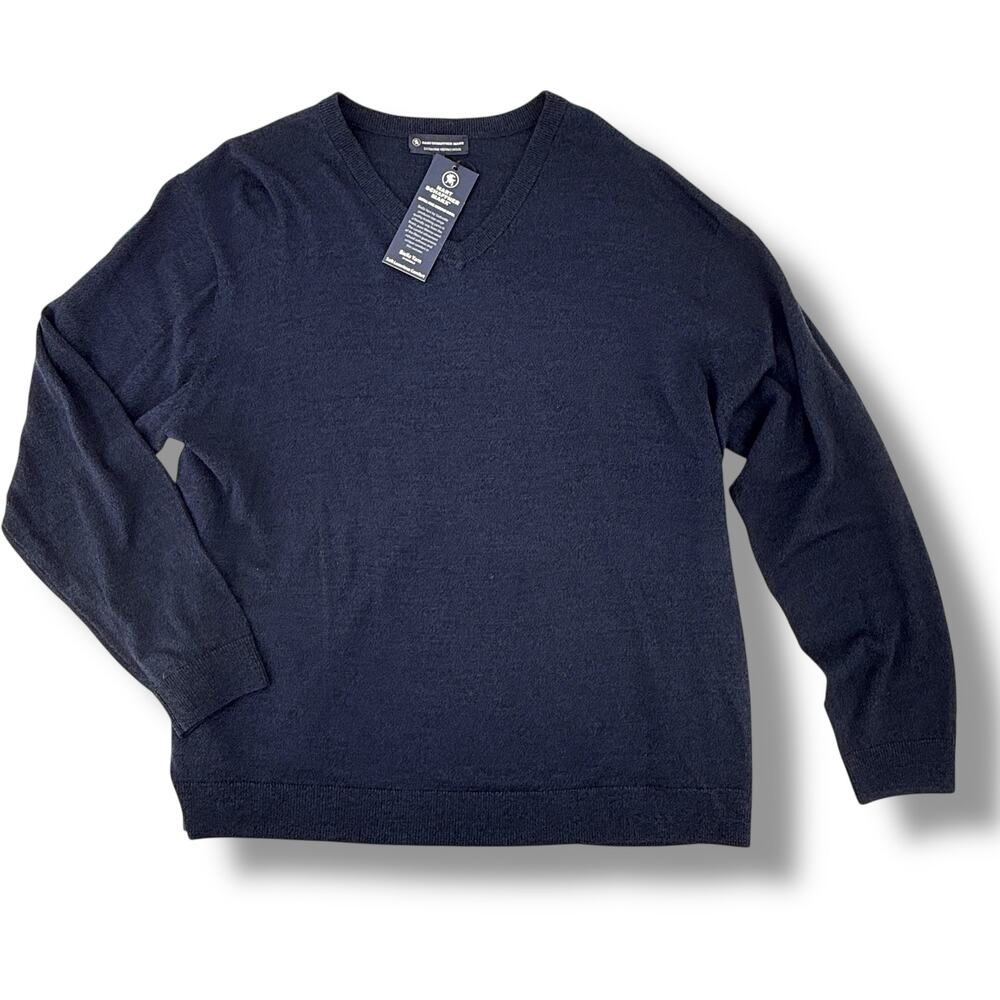 Hart Schaffner Marx Extra Fine Merino Wool V-Neck Sweater Mens Size 3XB Blue